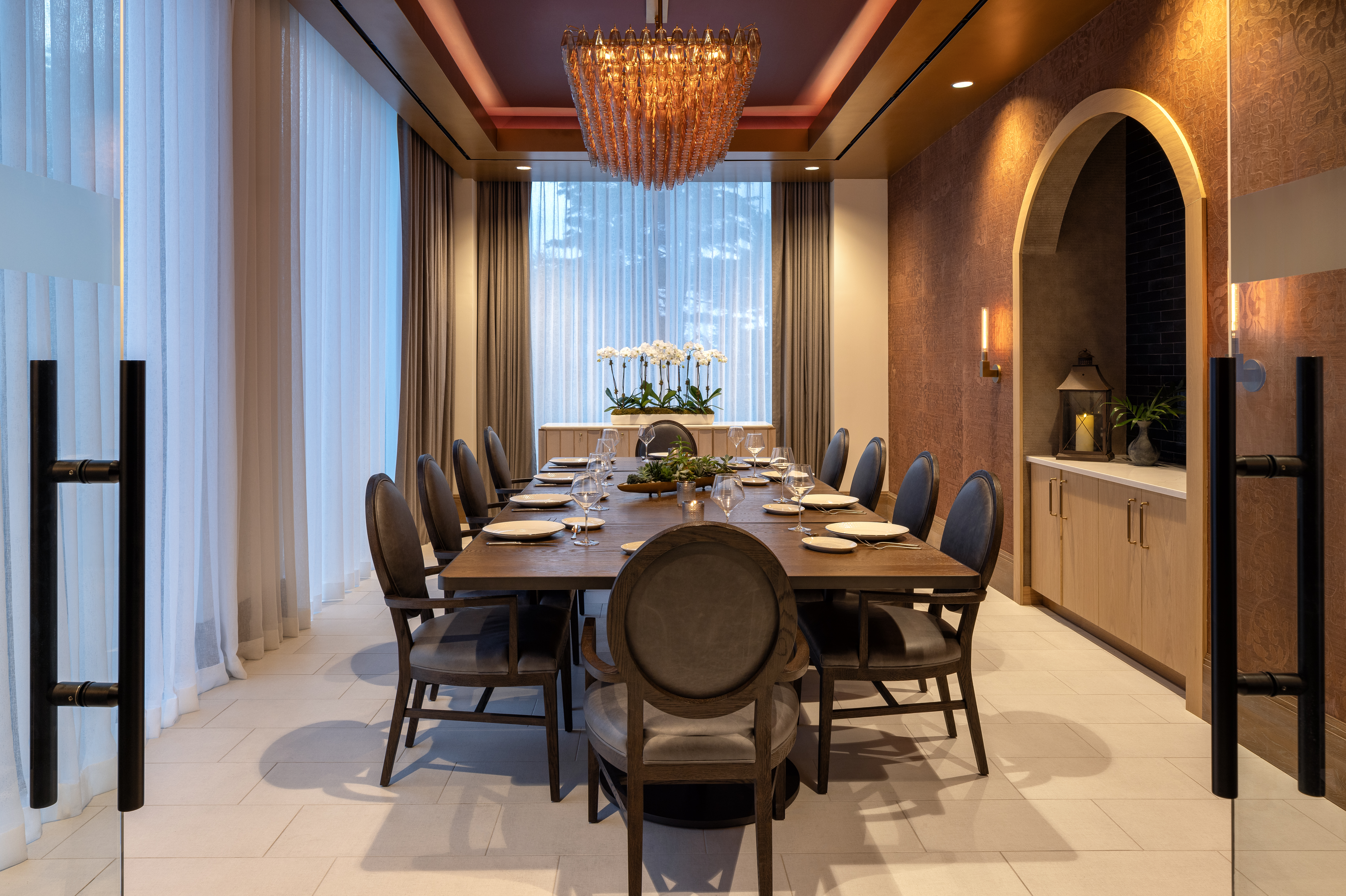 Private dining room with large dining table