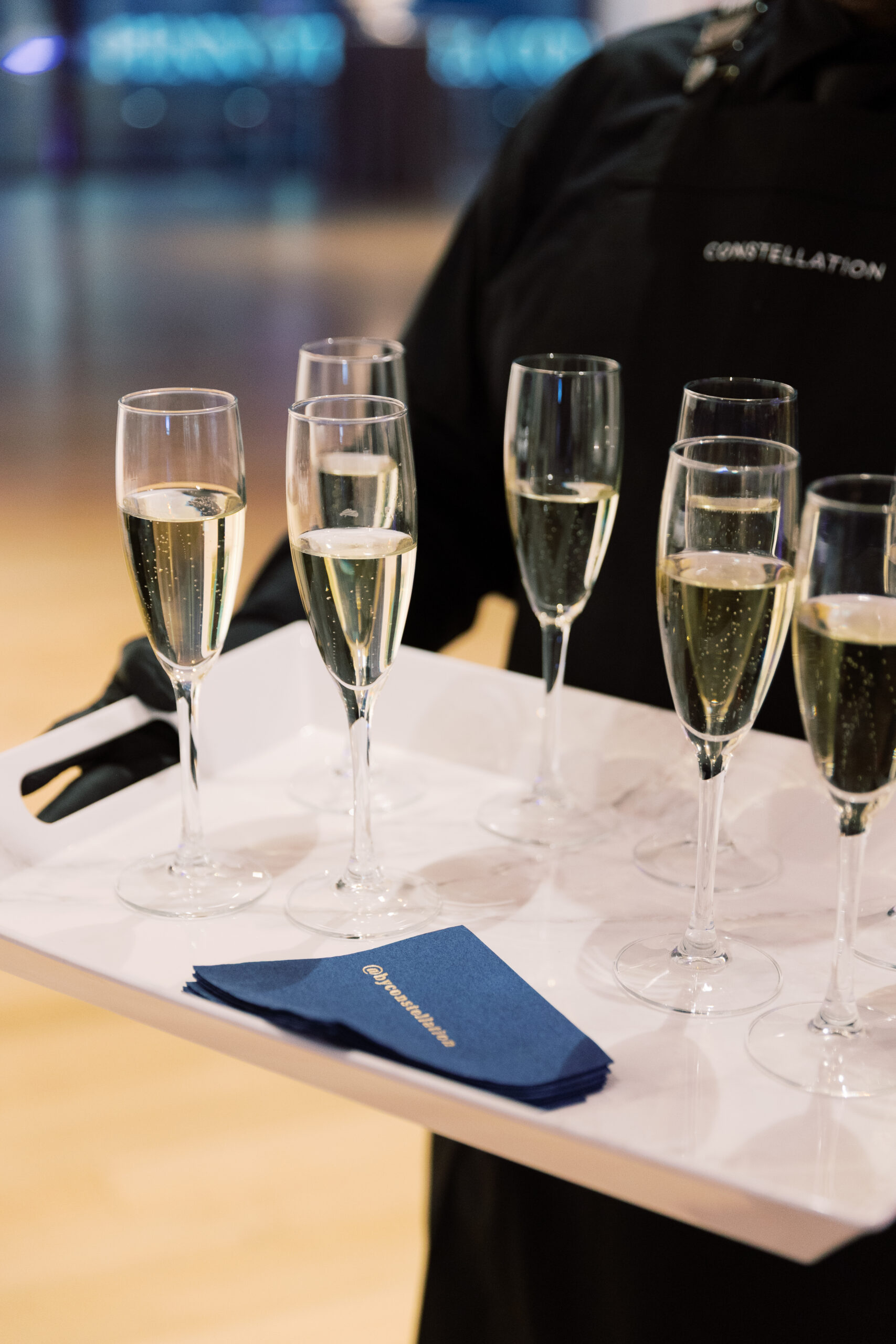 tray passed champagne