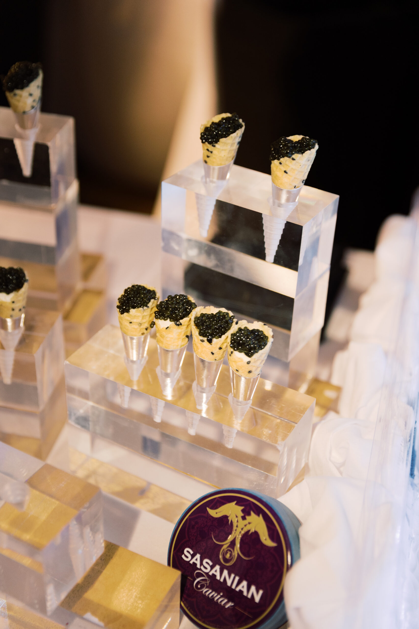 close up shot of Steak 48 caviar cones